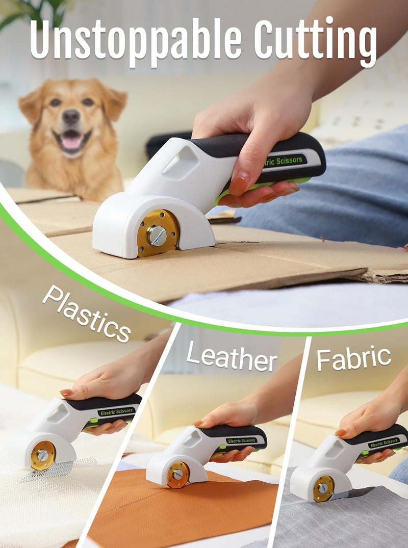 EXPEDMAN 2025 NEW 4V Cordless Electric Scissors Tools, Cardboard Cutter with 2 Titanium Blade Accessories, Safety Lock, Rotary Cutter for Cardboard, Gifts for Men&Women - Frost White - Image 3